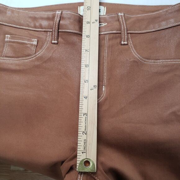 L'Agence Jeans Womens 26 Brown Cognac Margot High Rise Skinny Coated Western USA - Picture 6 of 16
